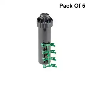 Hunter SRM-5 sprinkler head with multiple adjustable spray nozzles attached.