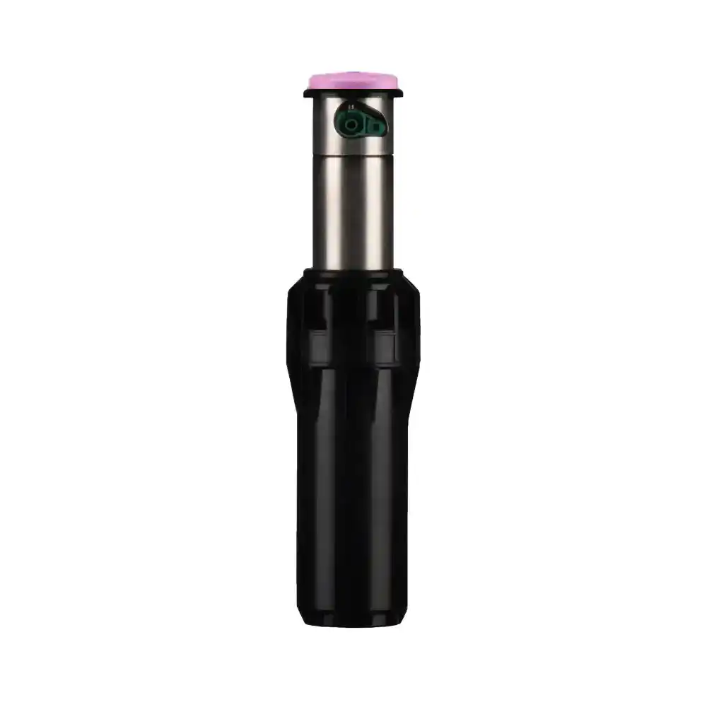 Hunter I-25 Stainless Steel Reclaimed Water Sprinkler 1 I25 SS RW irrigation sprinkler with a black body and pink nozzle cap.